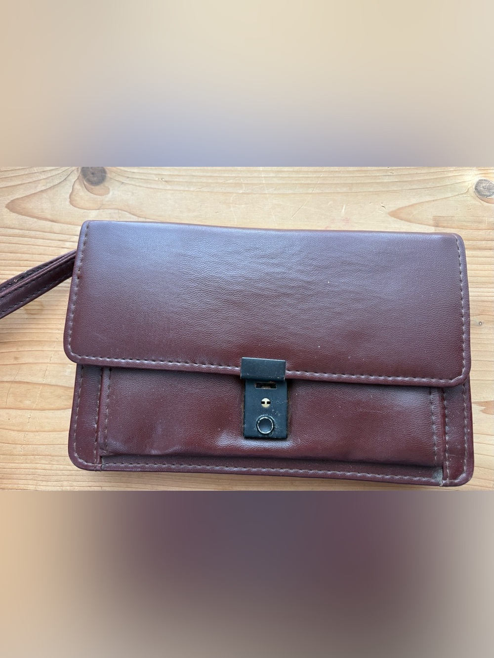 Unisex Leather Briefcase Clutch in Burgundy